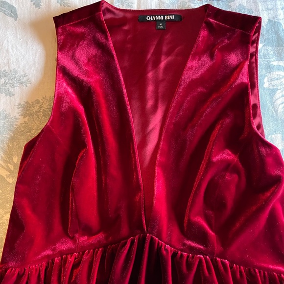 NWT Burgundy Velvet, Deep V Dress - Picture 5 of 12